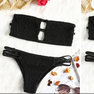 Black Smocked Bikini